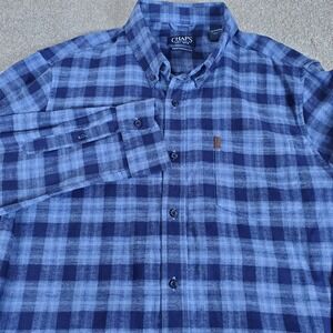 CHAPS Performance Men's Blue Plaid Flannel Shirt Size XXL 2XL Button Down LG SLV